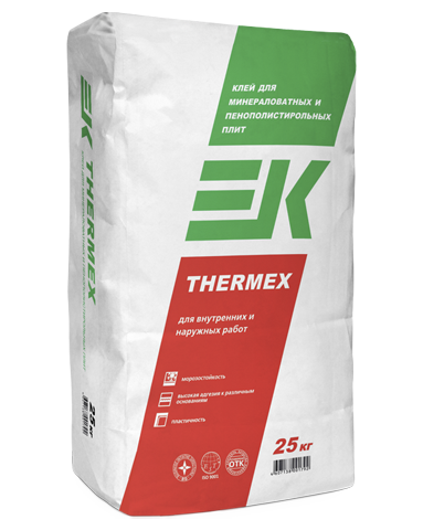 Клей для минераловатных и пенополистирольных плит ЕК THERMEX